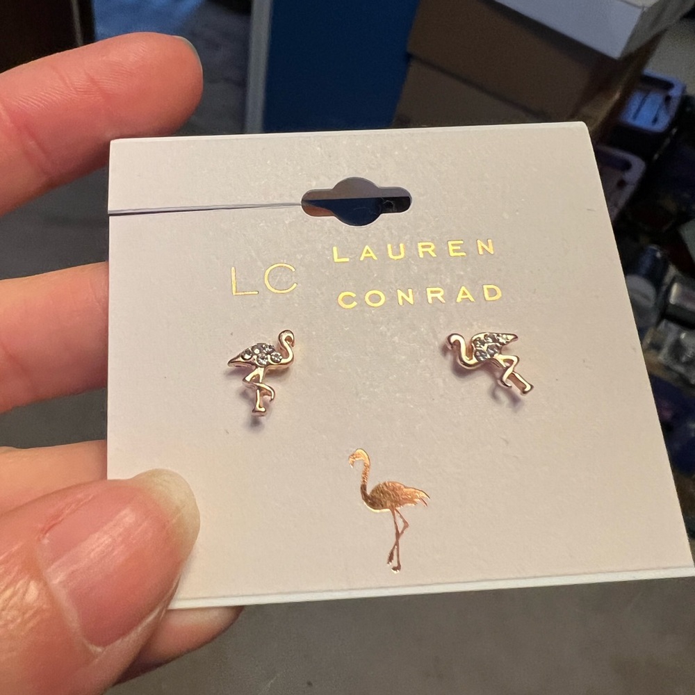 NWT Lauren Conrad Flamingo Stud Earrings